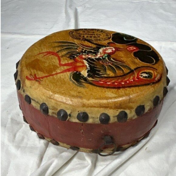 10" Vintage Chinese Dragon Phoenix Tom Tom 2 Sided Hawking Drum - Picture 3 of 4